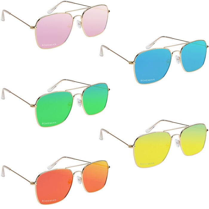 GH8245 Aviator SUNGLASSES With Mirrored Lenses And Custom Imprint